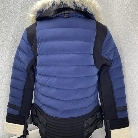 NEW BLANC NOIR Womens Jacket Ink Blue Size S Moto Aviator Puffer Full Zip Down - Picture 8 of 11